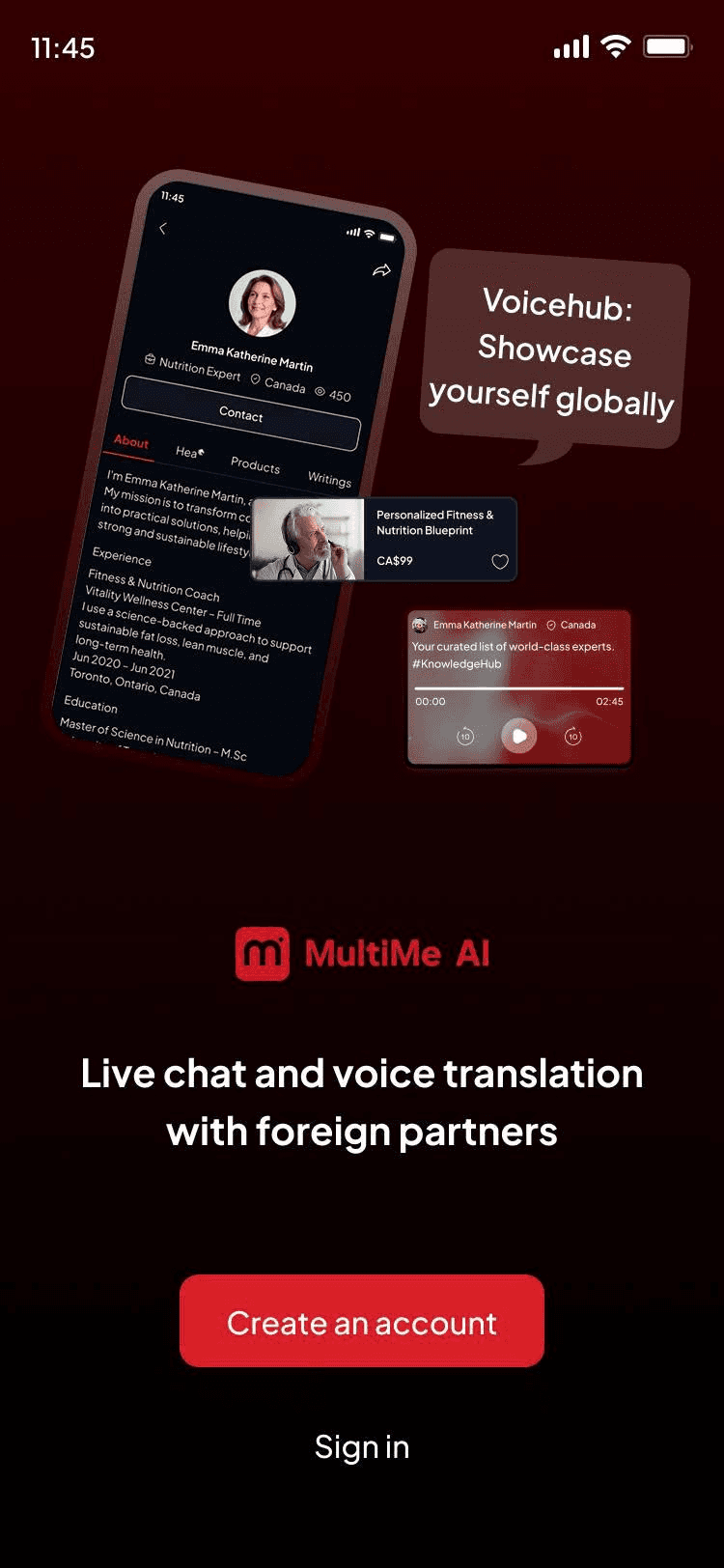 Écran d'onboarding MultiMe AI 3