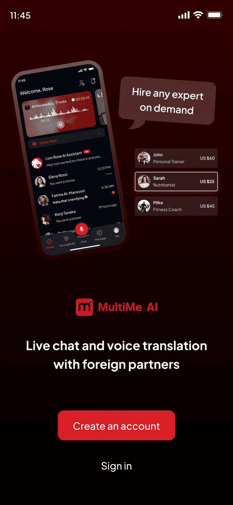 Écran d'onboarding MultiMe AI 2